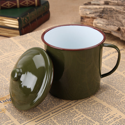 Vintage Army Green Porcelain Mug